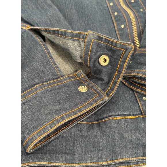 Cathy Daniels Denim Jean Jacket full zip Rhinestone Embellished Sz Large - Picture 6 of 10